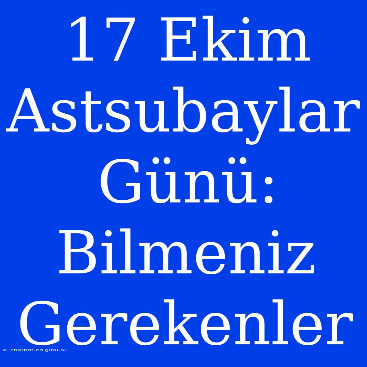 17 Ekim Astsubaylar Günü: Bilmeniz Gerekenler