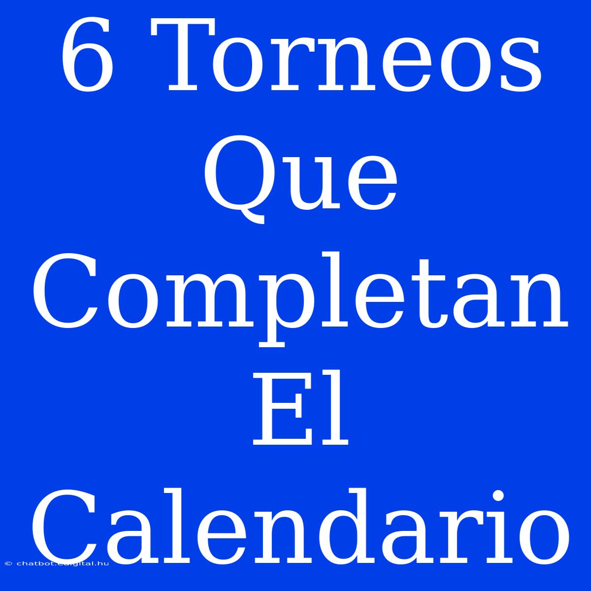 6 Torneos Que Completan El Calendario