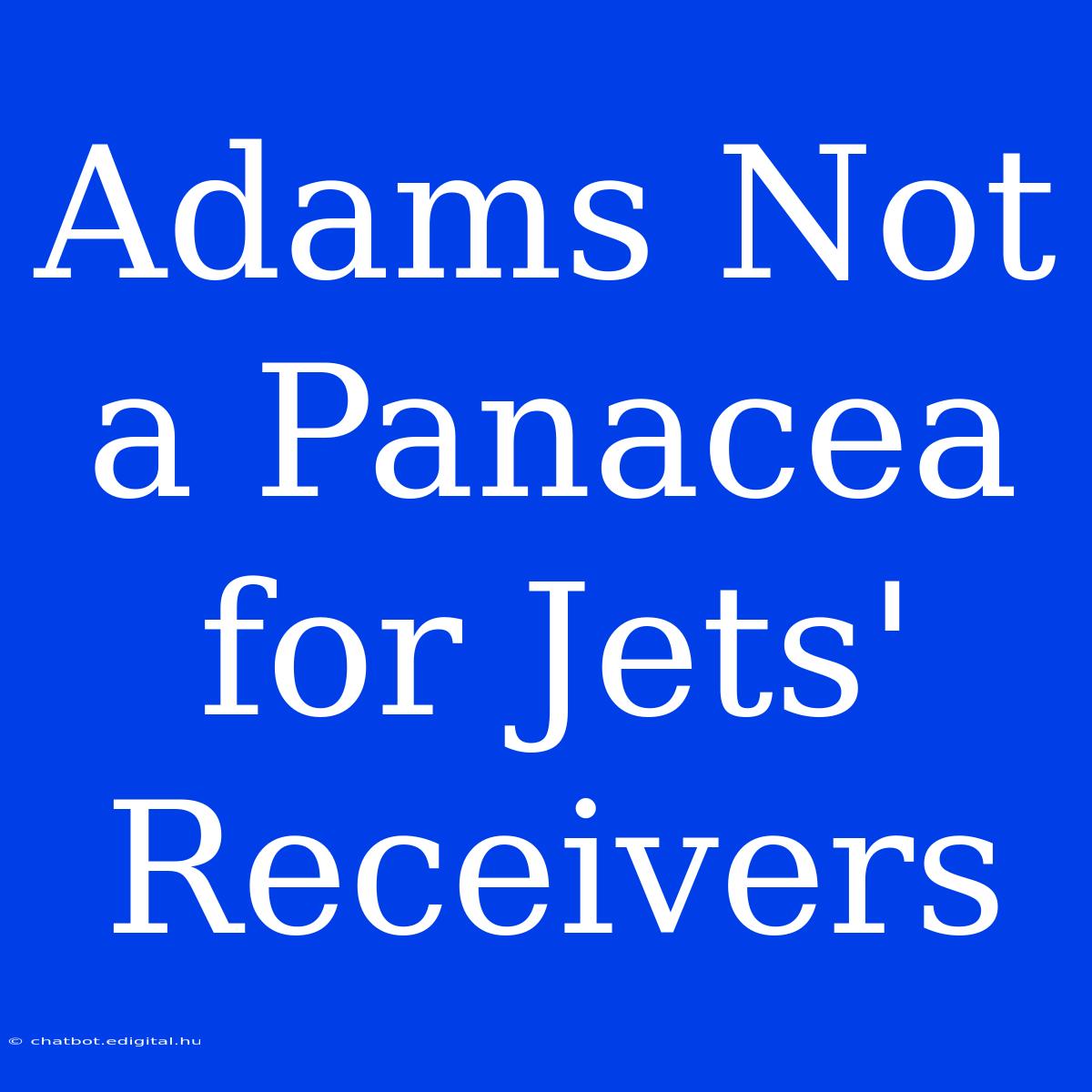 Adams Not A Panacea For Jets' Receivers