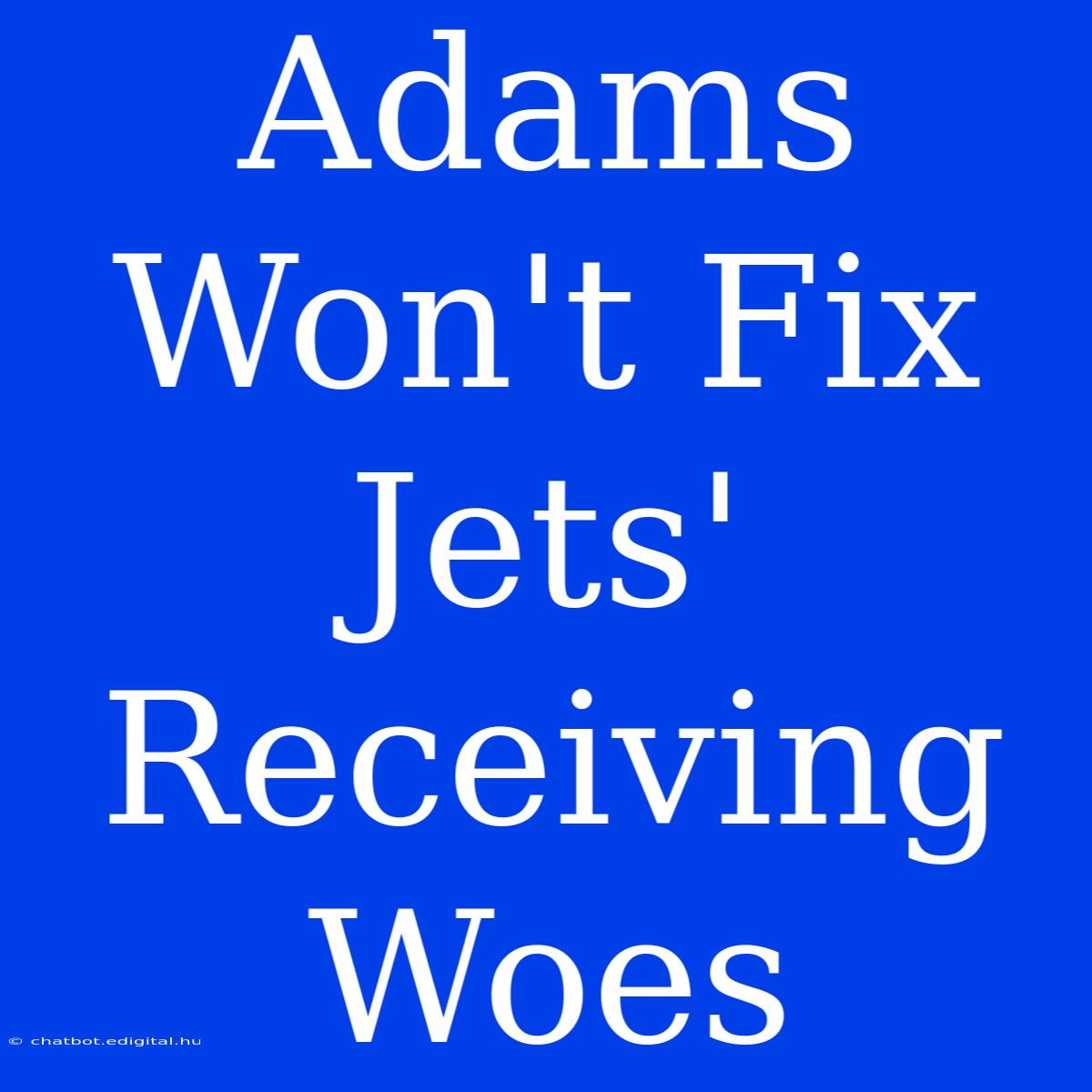 Adams Won't Fix Jets' Receiving Woes