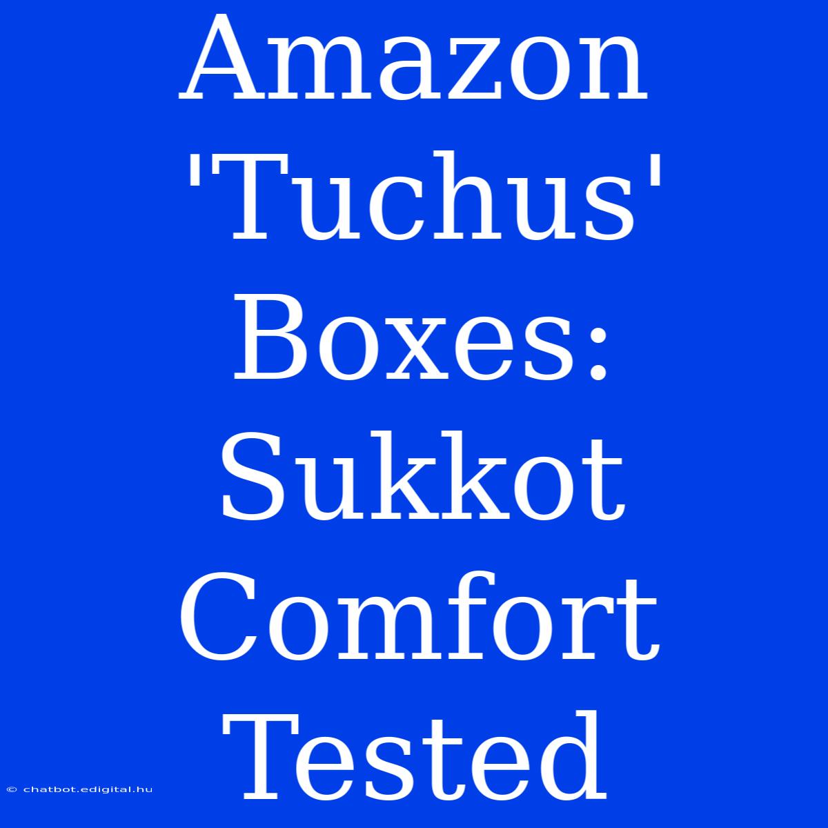 Amazon 'Tuchus' Boxes: Sukkot Comfort Tested