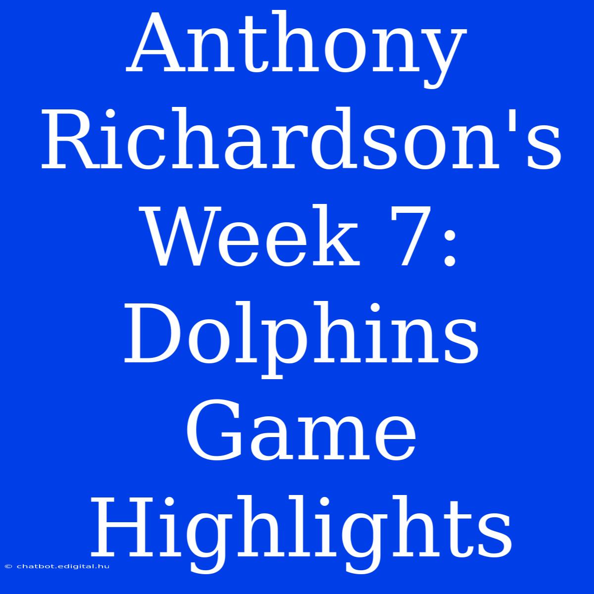 Anthony Richardson's Week 7: Dolphins Game Highlights 