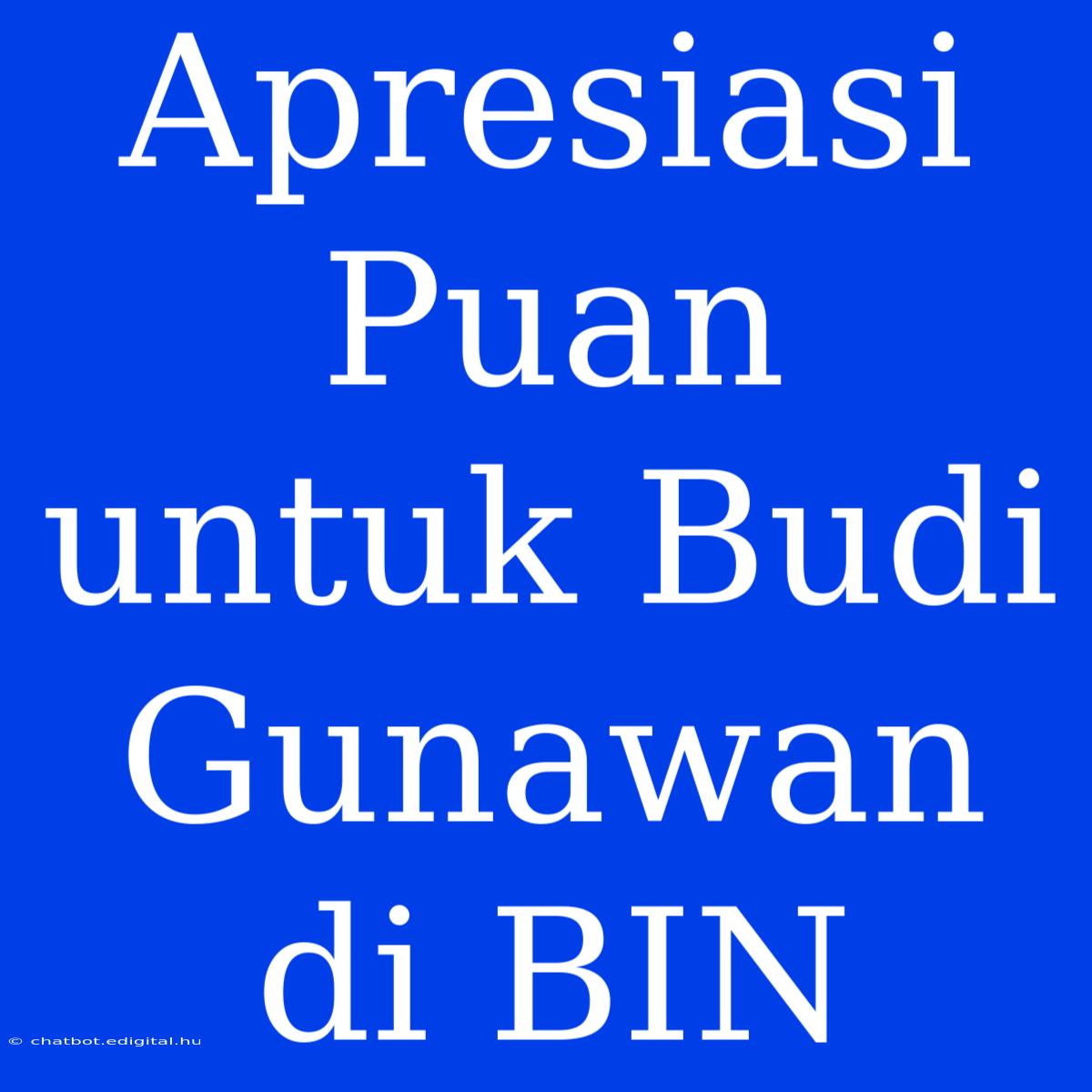 Apresiasi Puan Untuk Budi Gunawan Di BIN