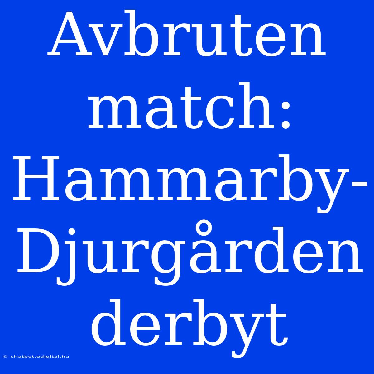 Avbruten Match: Hammarby-Djurgården Derbyt