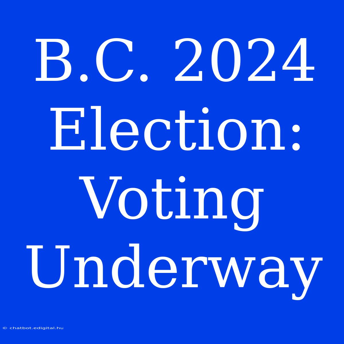 B.C. 2024 Election: Voting Underway