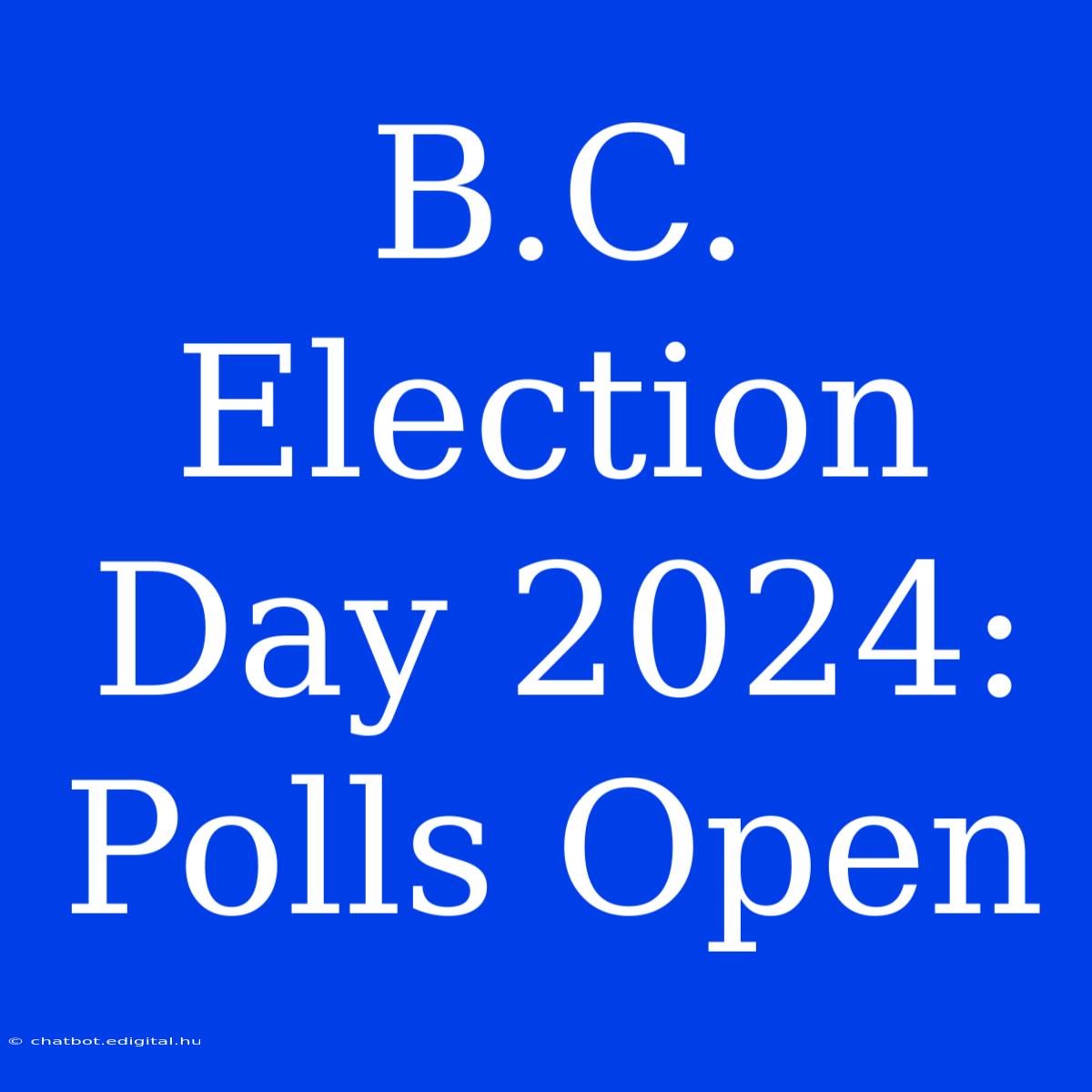 B.C. Election Day 2024: Polls Open