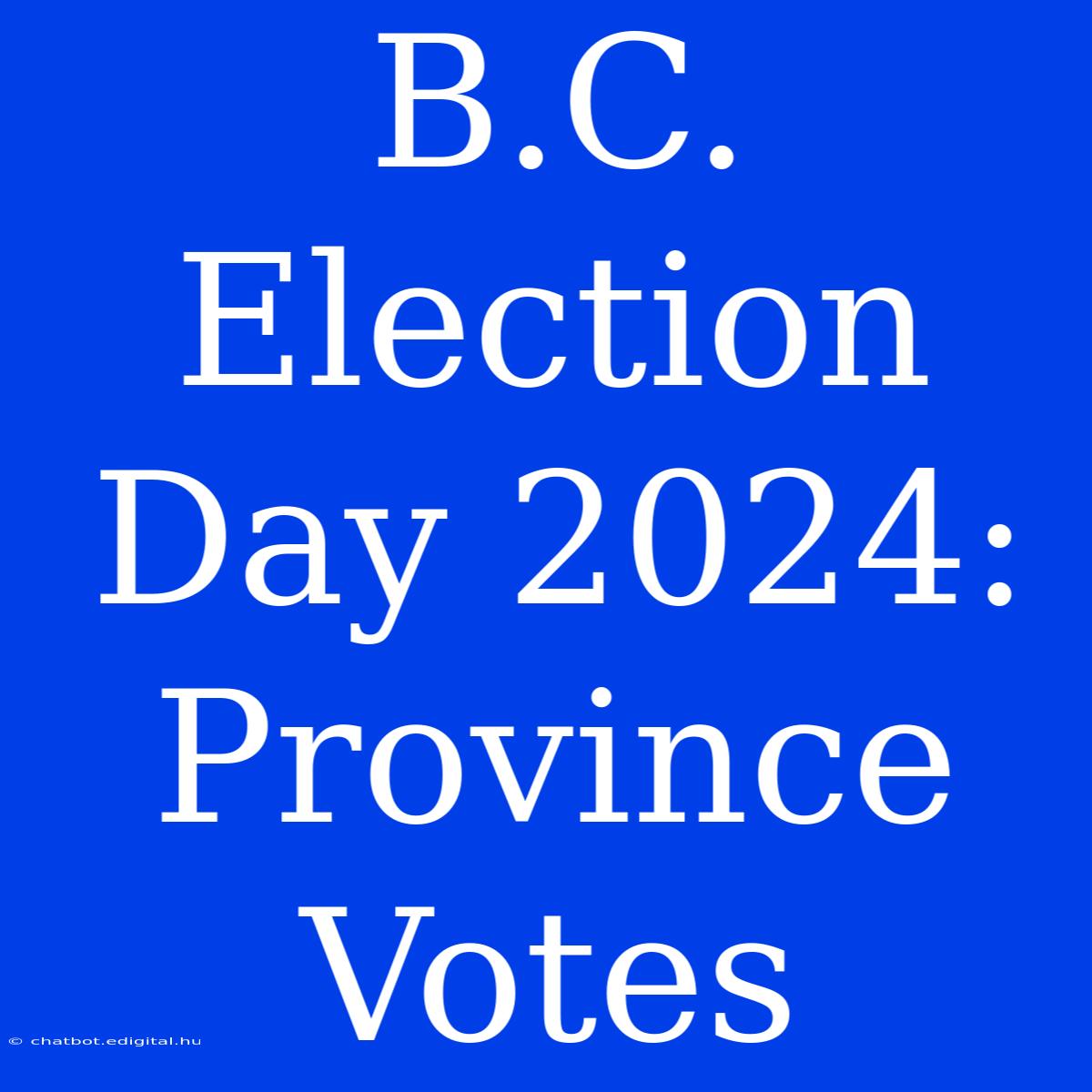 B.C. Election Day 2024: Province Votes