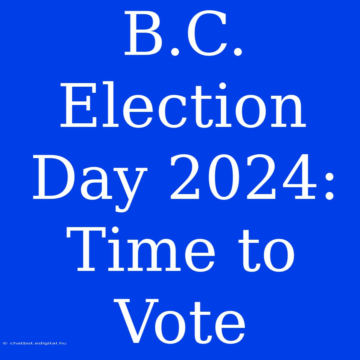 B.C. Election Day 2024: Time To Vote 