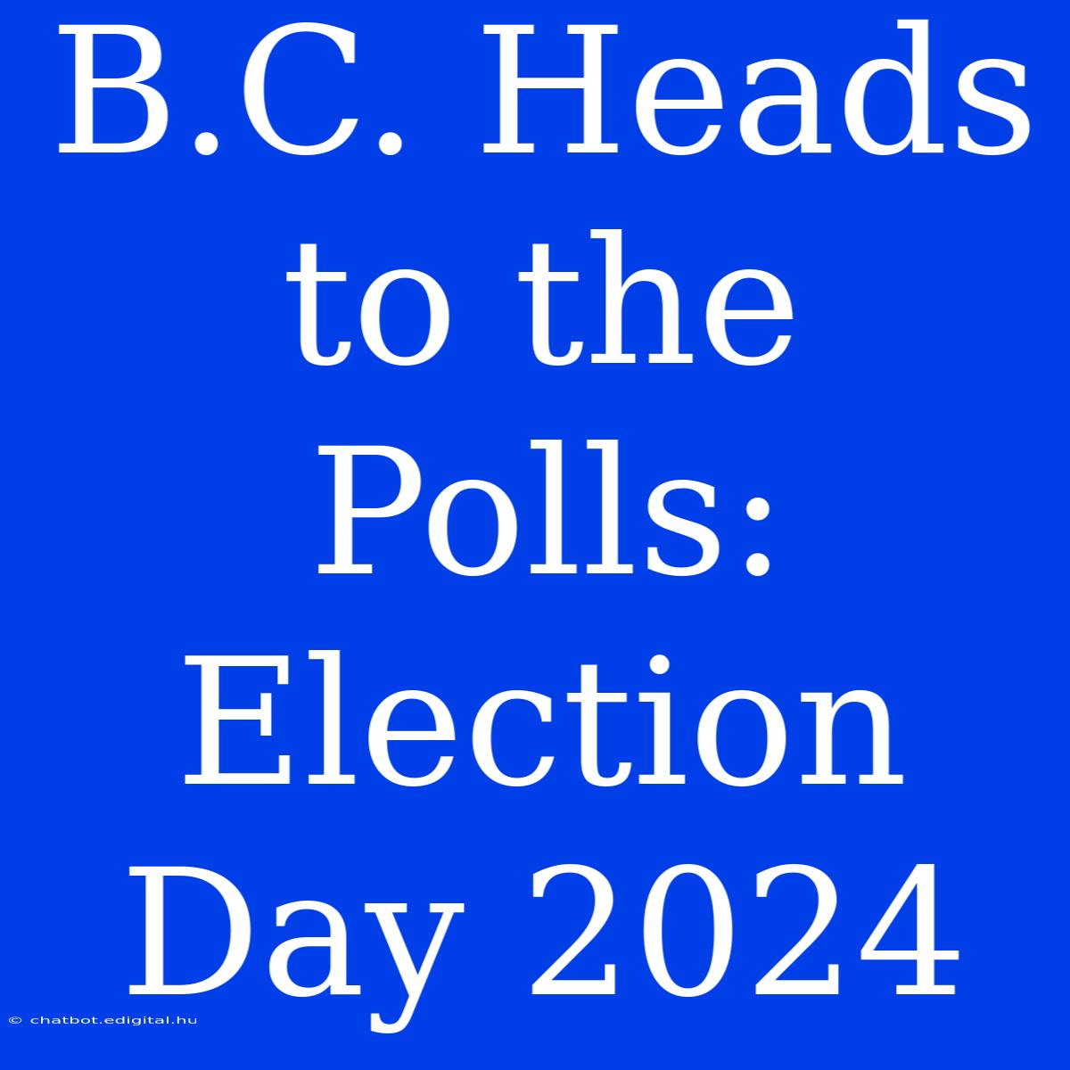 B.C. Heads To The Polls: Election Day 2024