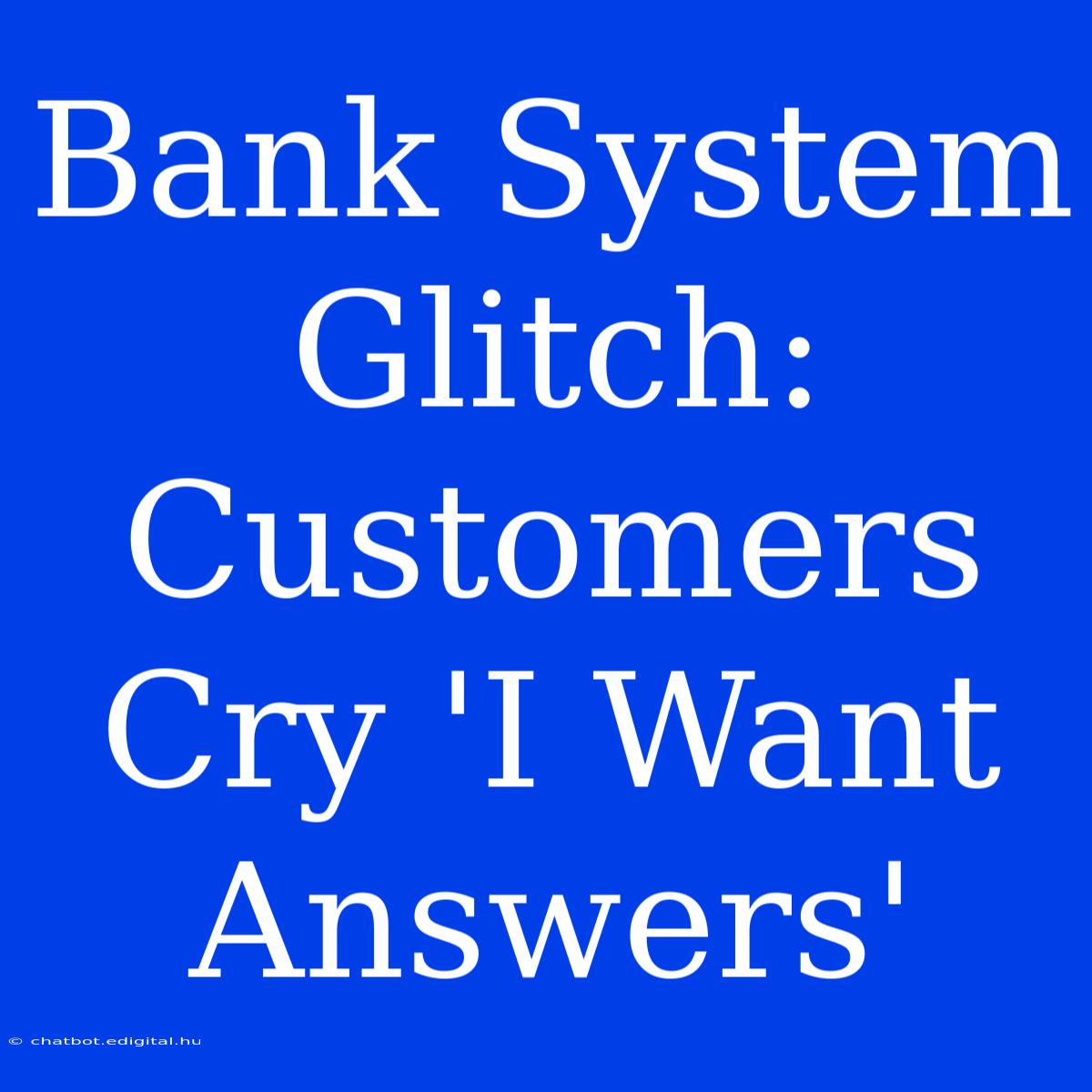 Bank System Glitch: Customers Cry 'I Want Answers' 