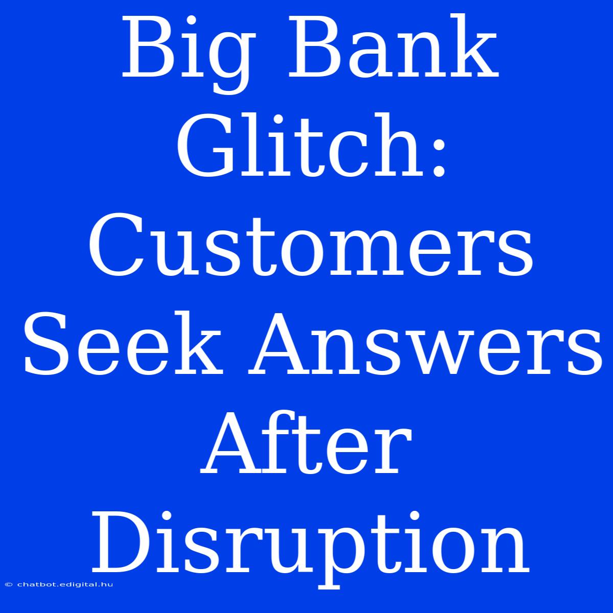 Big Bank Glitch: Customers Seek Answers After Disruption