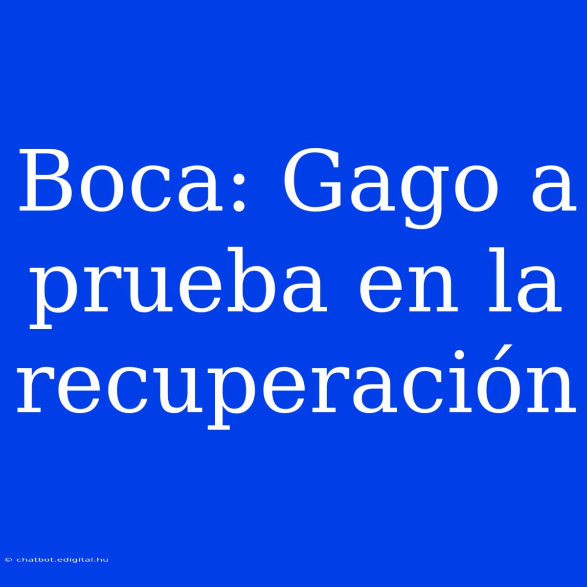 Boca: Gago A Prueba En La Recuperación