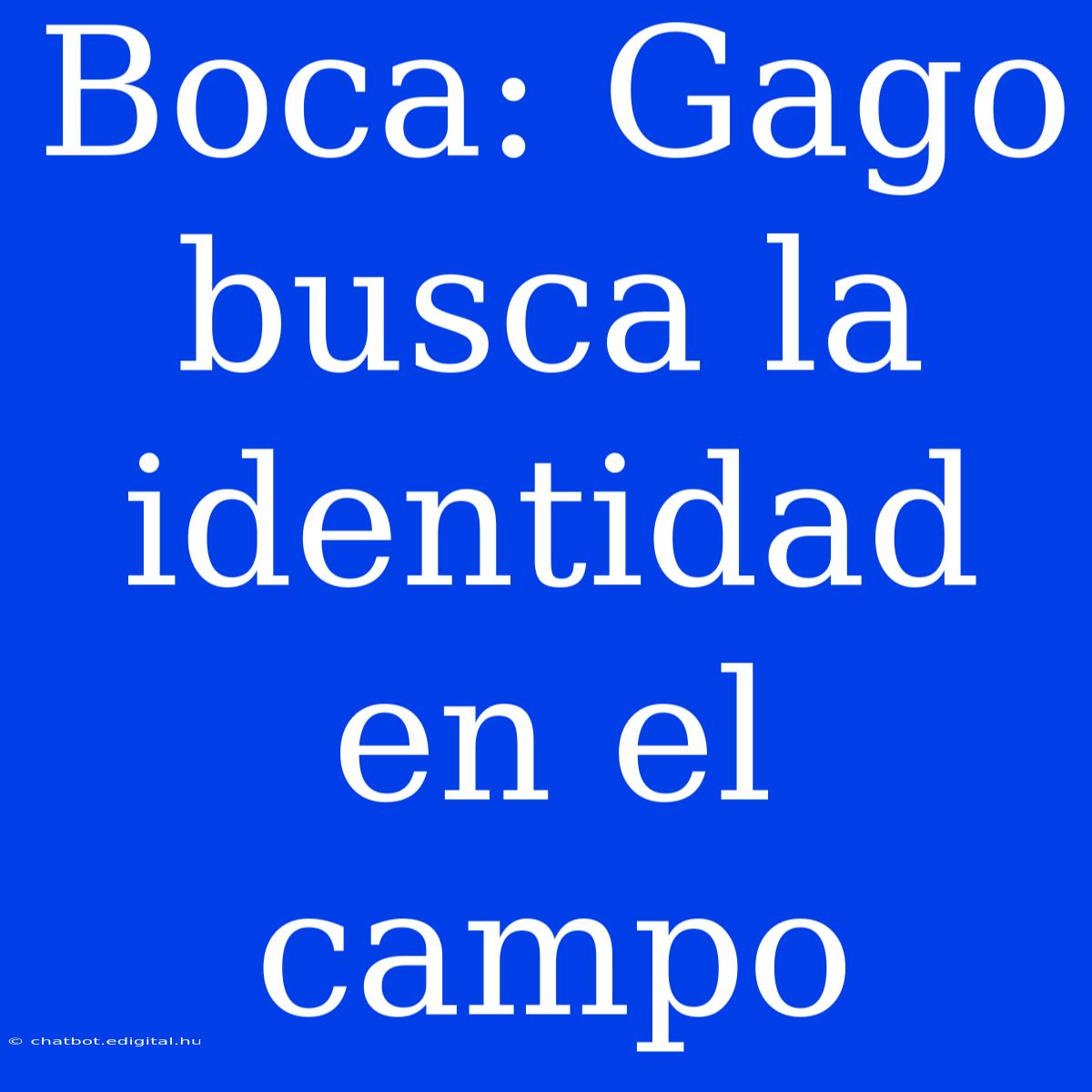 Boca: Gago Busca La Identidad En El Campo