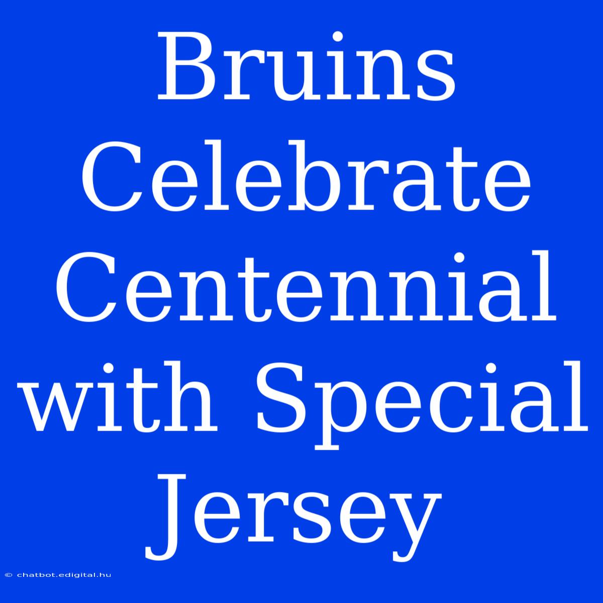 Bruins Celebrate Centennial With Special Jersey 