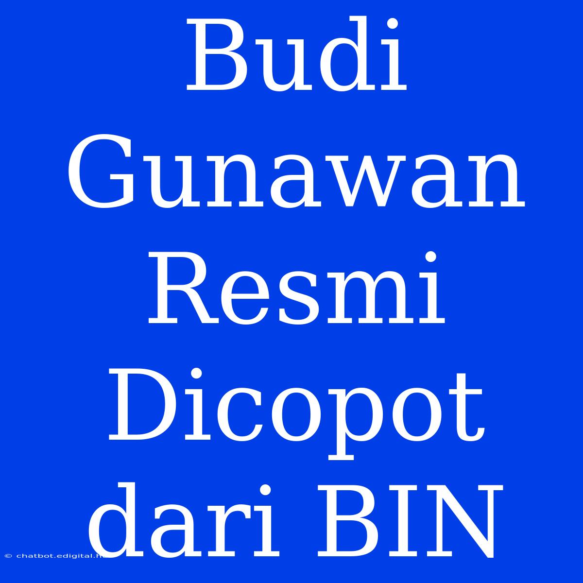 Budi Gunawan Resmi Dicopot Dari BIN