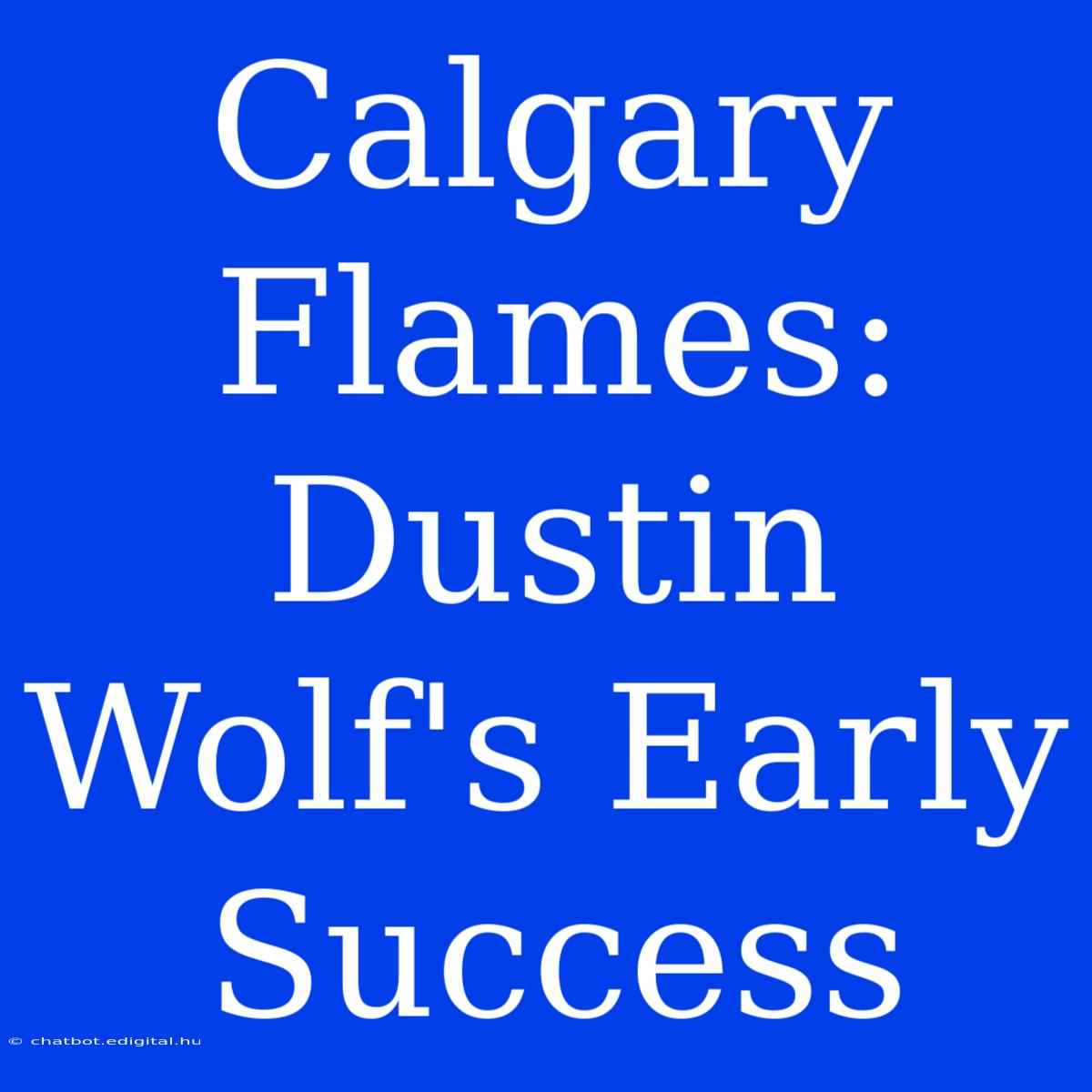 Calgary Flames: Dustin Wolf's Early Success