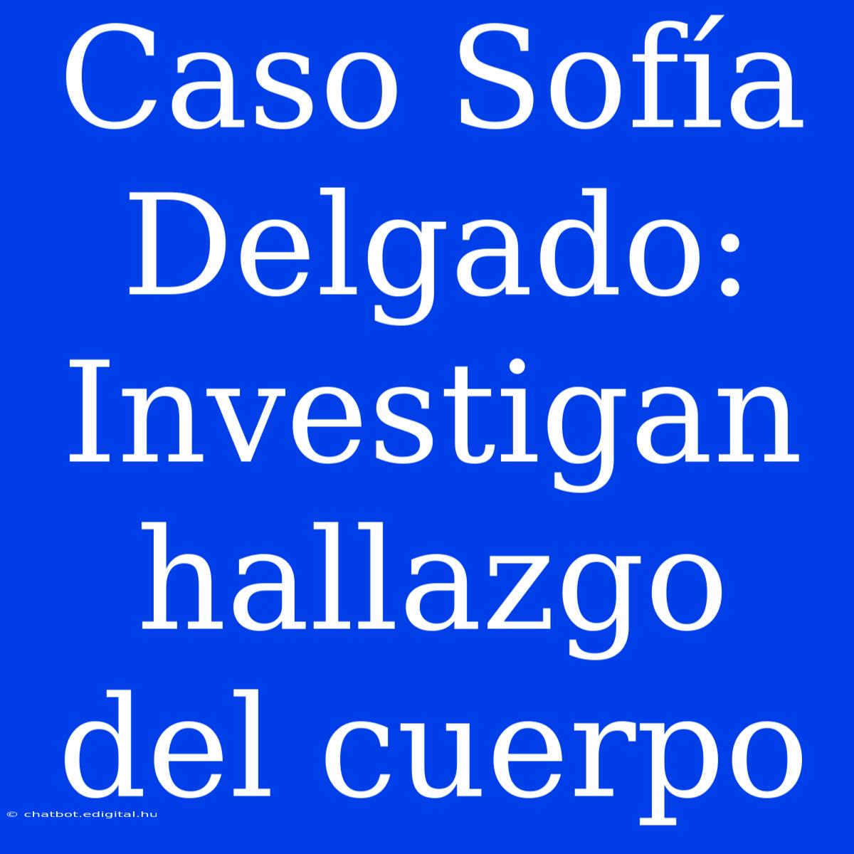 Caso Sofía Delgado: Investigan Hallazgo Del Cuerpo