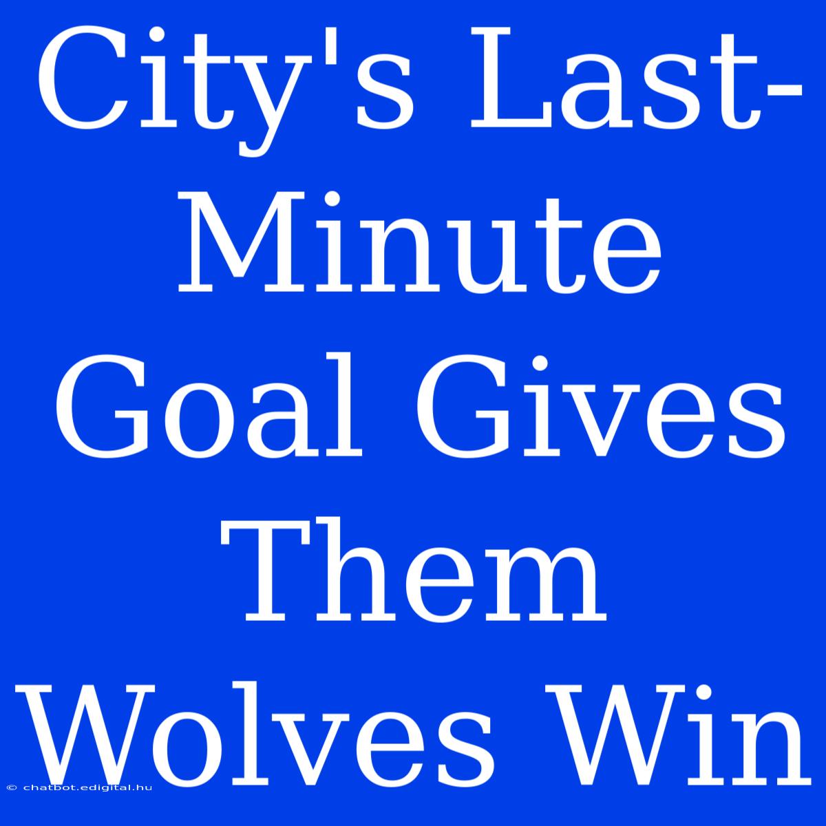 City's Last-Minute Goal Gives Them Wolves Win