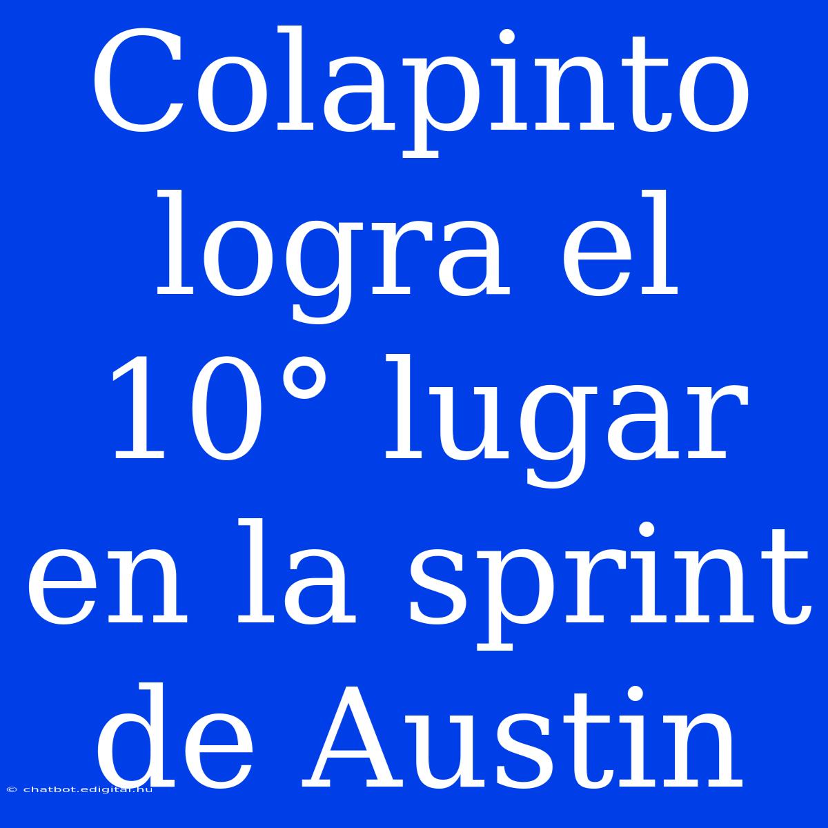 Colapinto Logra El 10° Lugar En La Sprint De Austin