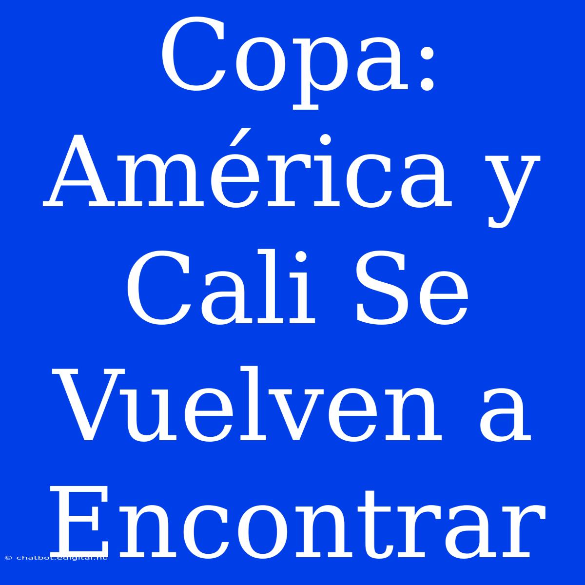 Copa: América Y Cali Se Vuelven A Encontrar