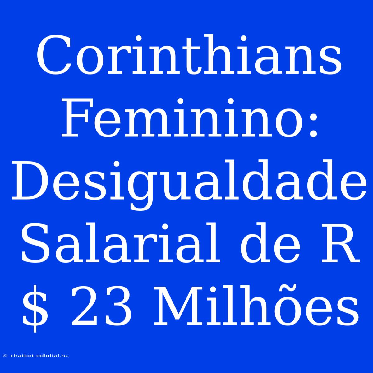 Corinthians Feminino: Desigualdade Salarial De R$ 23 Milhões