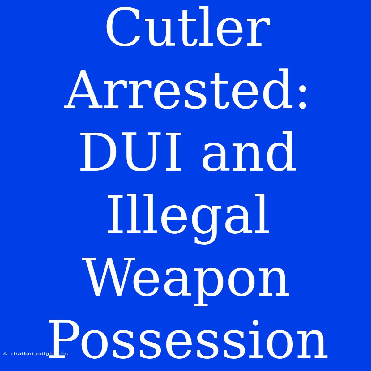 Cutler Arrested: DUI And Illegal Weapon Possession