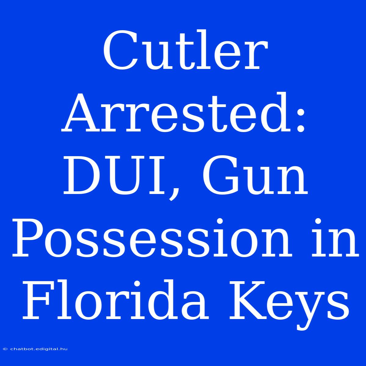 Cutler Arrested: DUI, Gun Possession In Florida Keys 