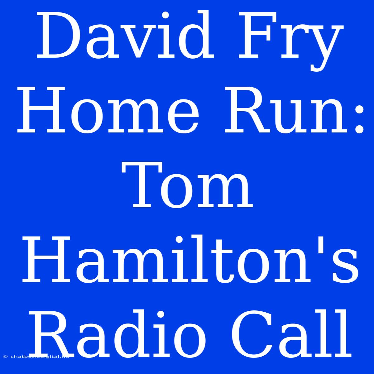 David Fry Home Run: Tom Hamilton's Radio Call