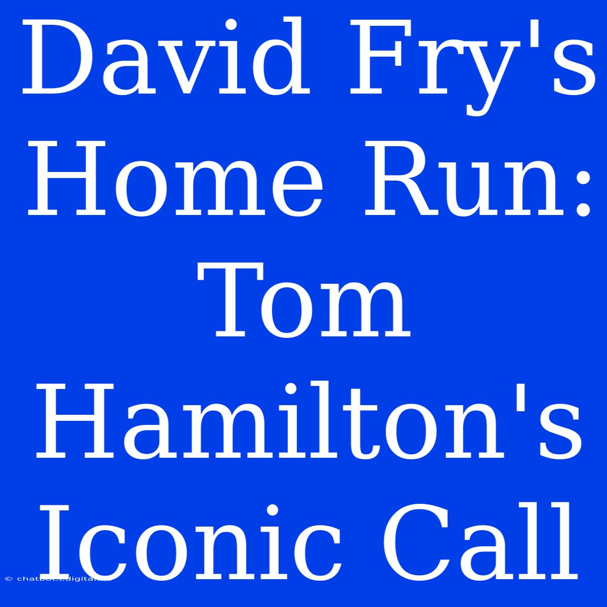 David Fry's Home Run: Tom Hamilton's Iconic Call