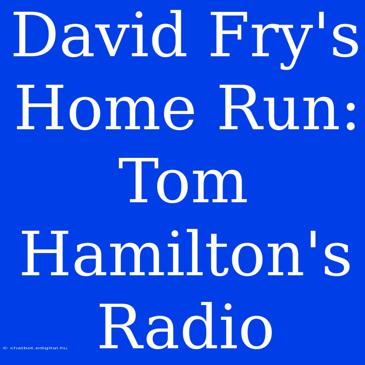 David Fry's Home Run: Tom Hamilton's Radio