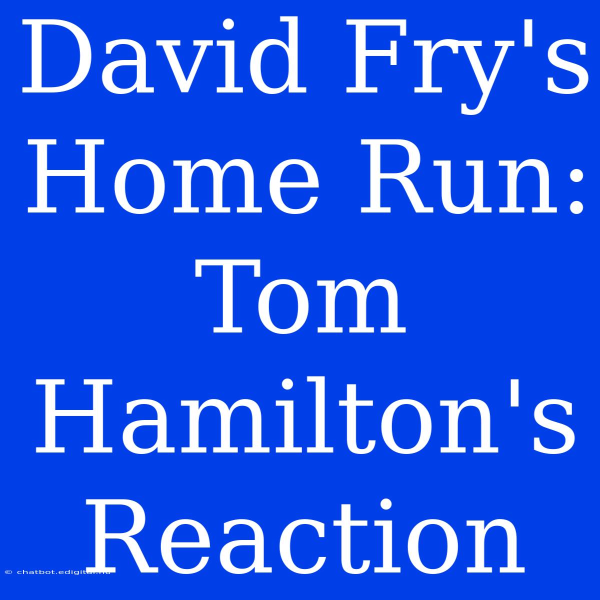 David Fry's Home Run: Tom Hamilton's Reaction