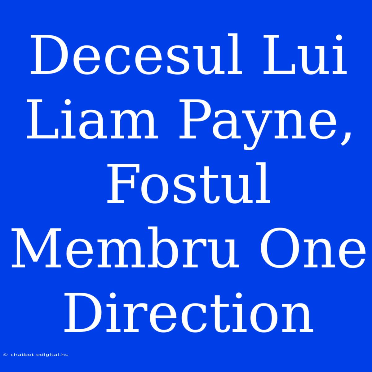 Decesul Lui Liam Payne, Fostul Membru One Direction