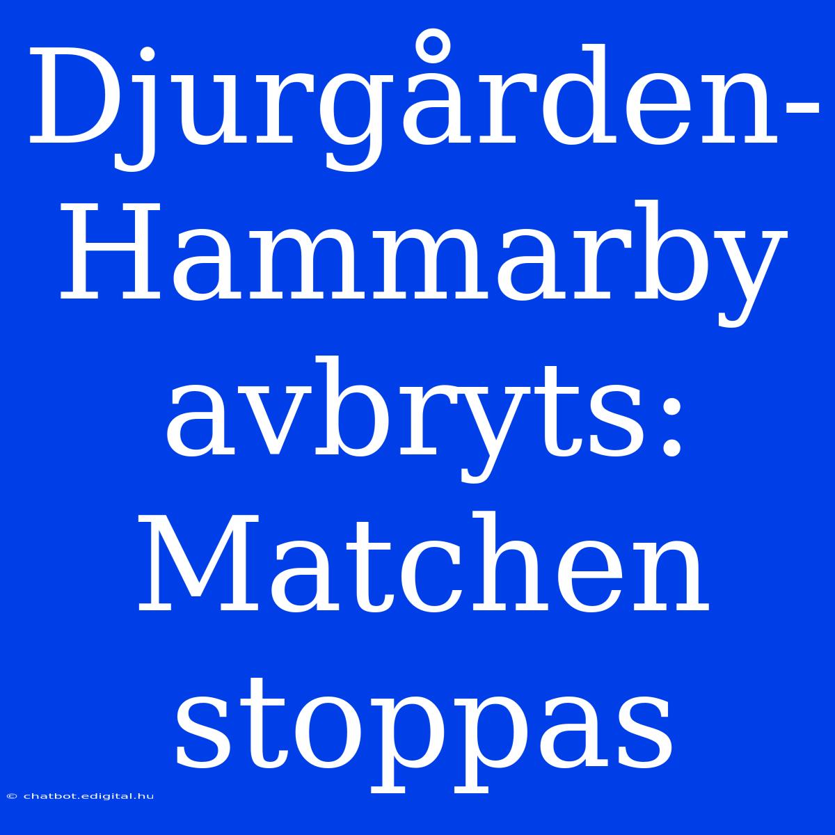 Djurgården-Hammarby Avbryts: Matchen Stoppas