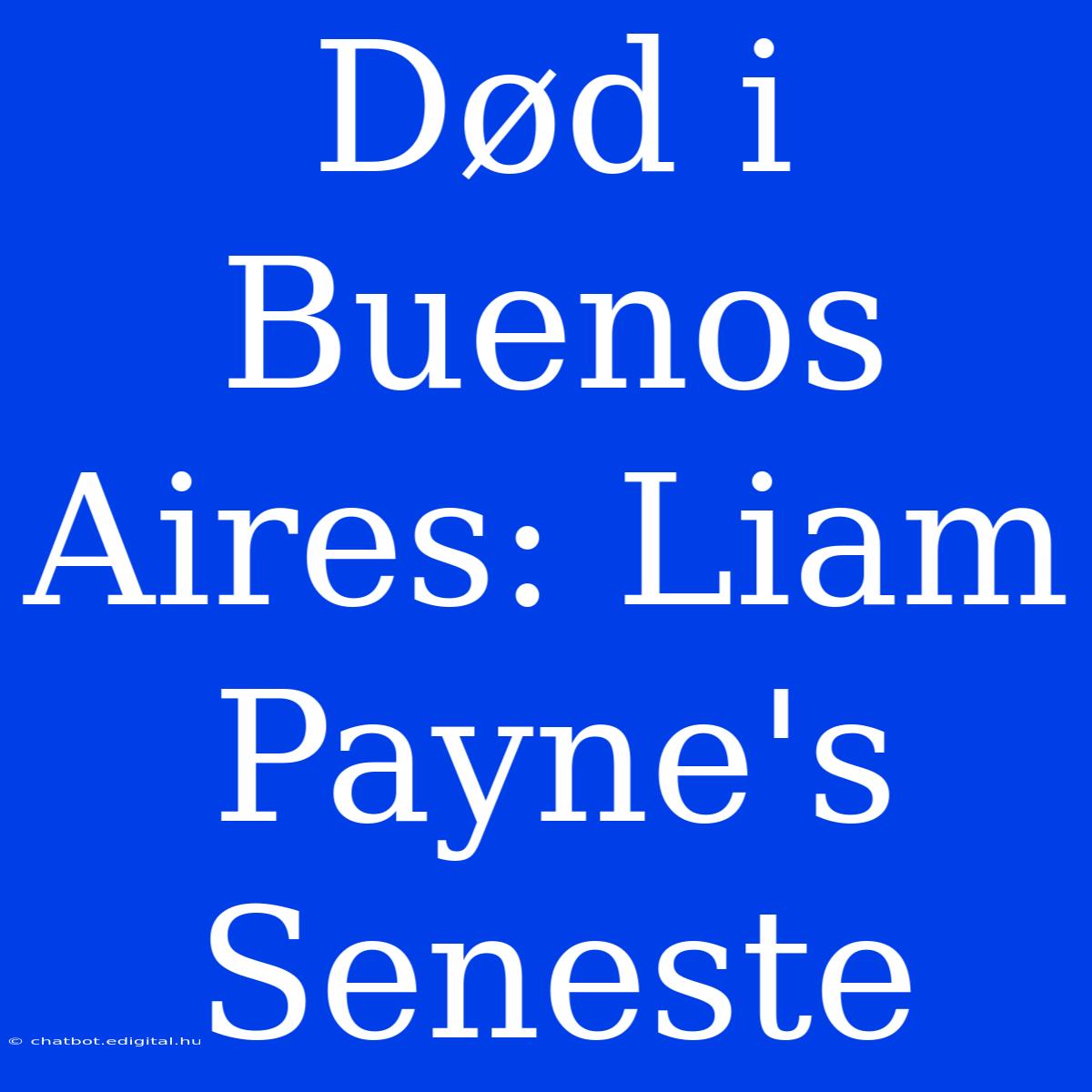 Død I Buenos Aires: Liam Payne's Seneste