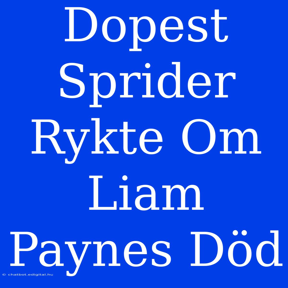 Dopest Sprider Rykte Om Liam Paynes Död