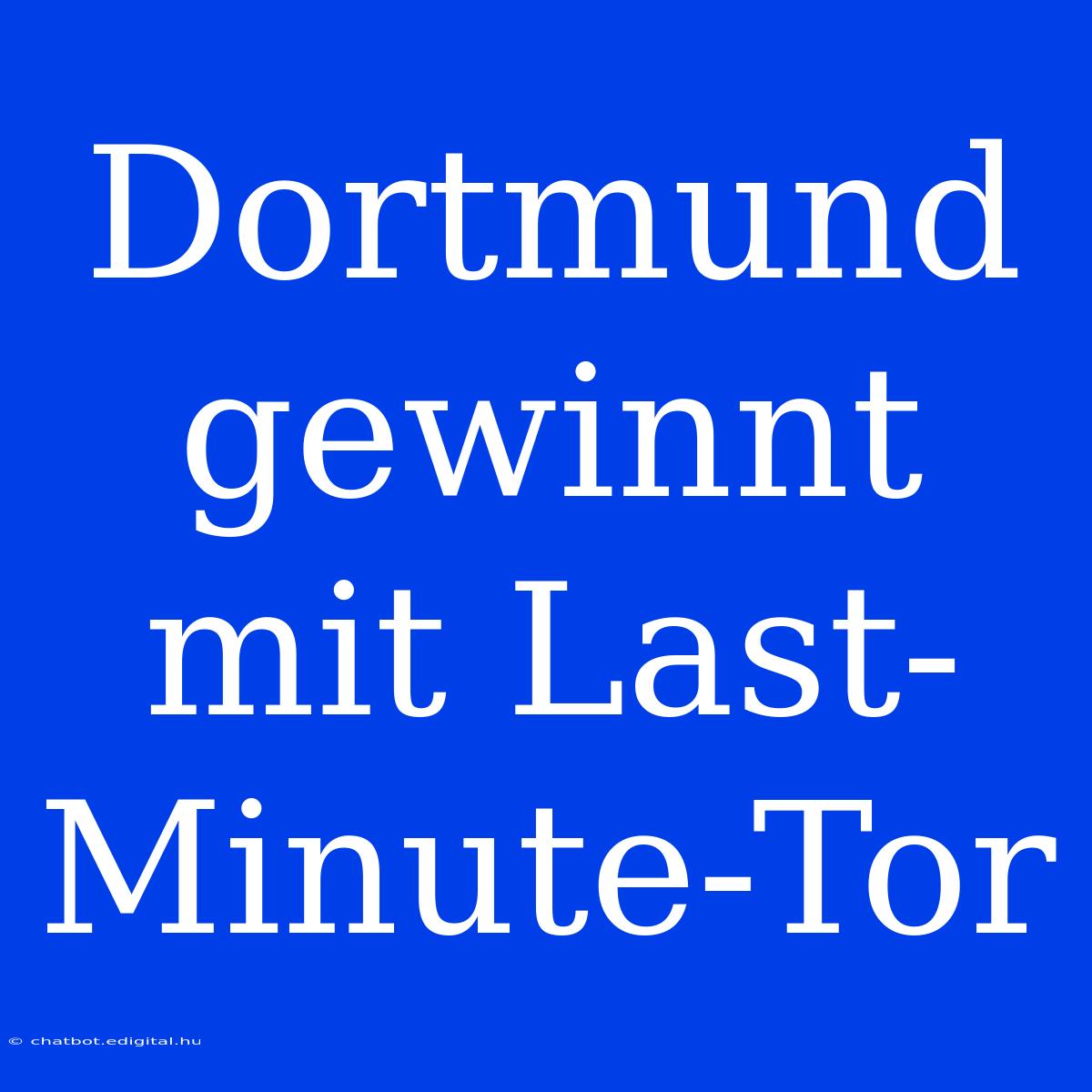 Dortmund Gewinnt Mit Last-Minute-Tor