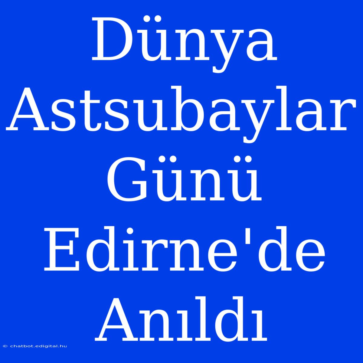 Dünya Astsubaylar Günü Edirne'de Anıldı