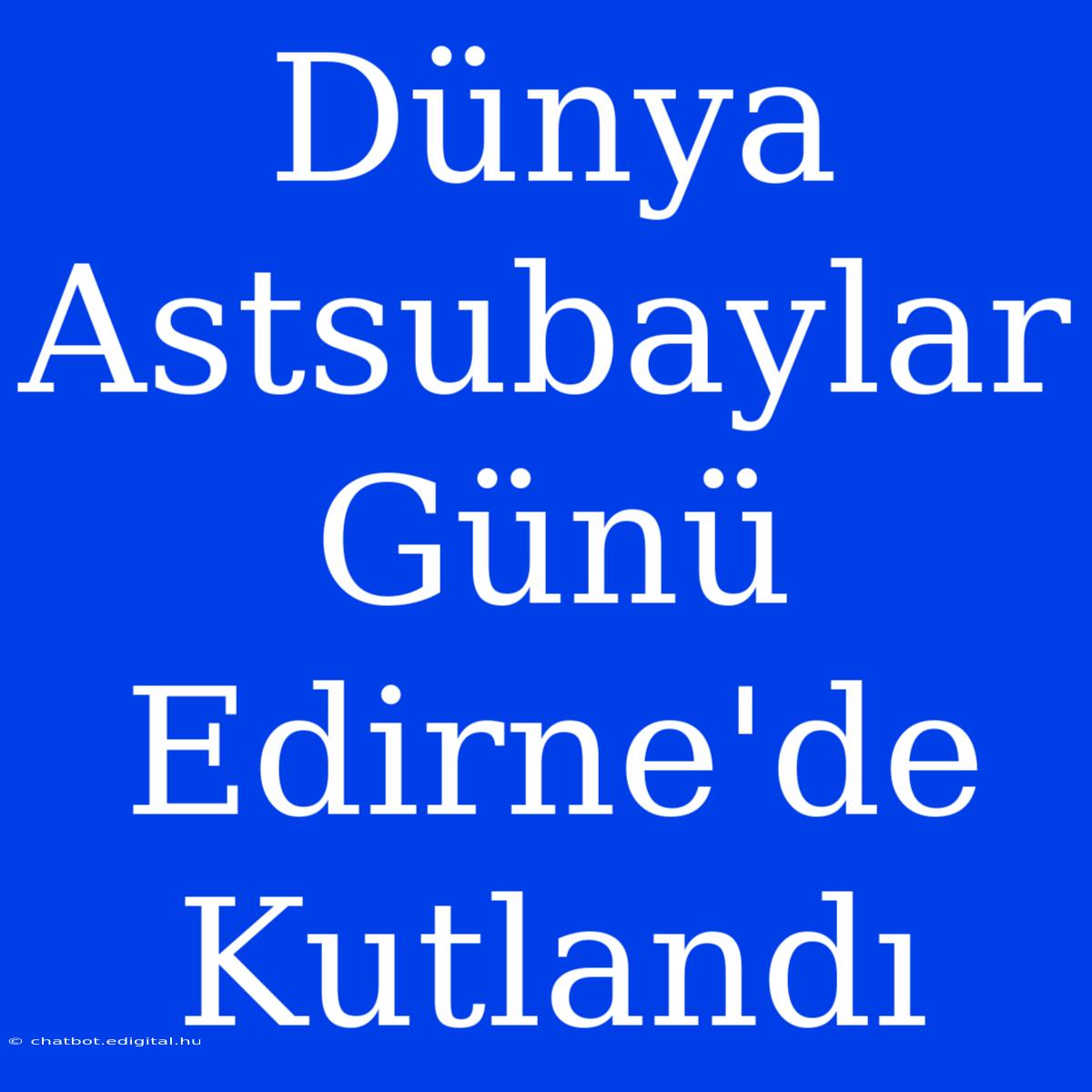 Dünya Astsubaylar Günü Edirne'de Kutlandı