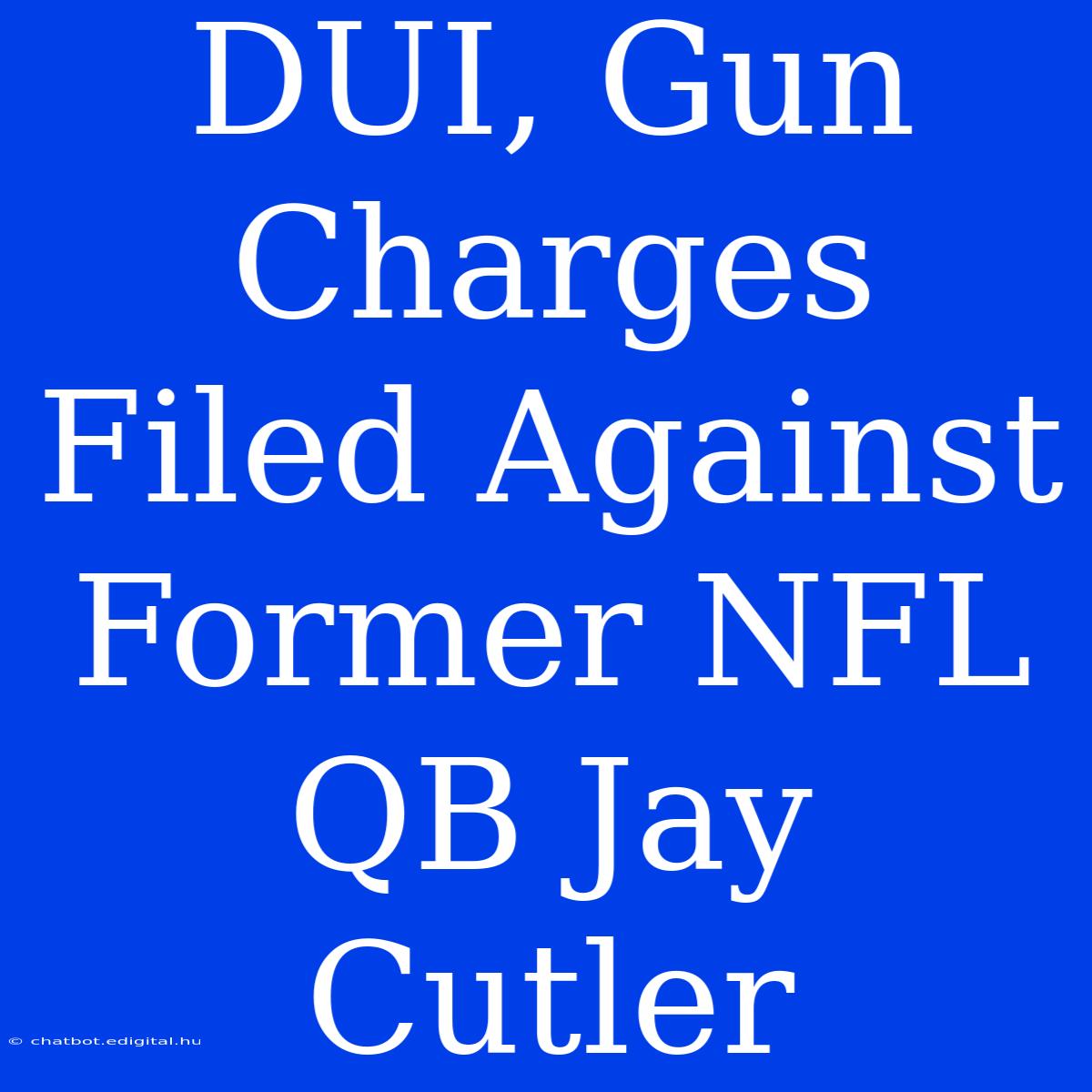 DUI, Gun Charges Filed Against Former NFL QB Jay Cutler