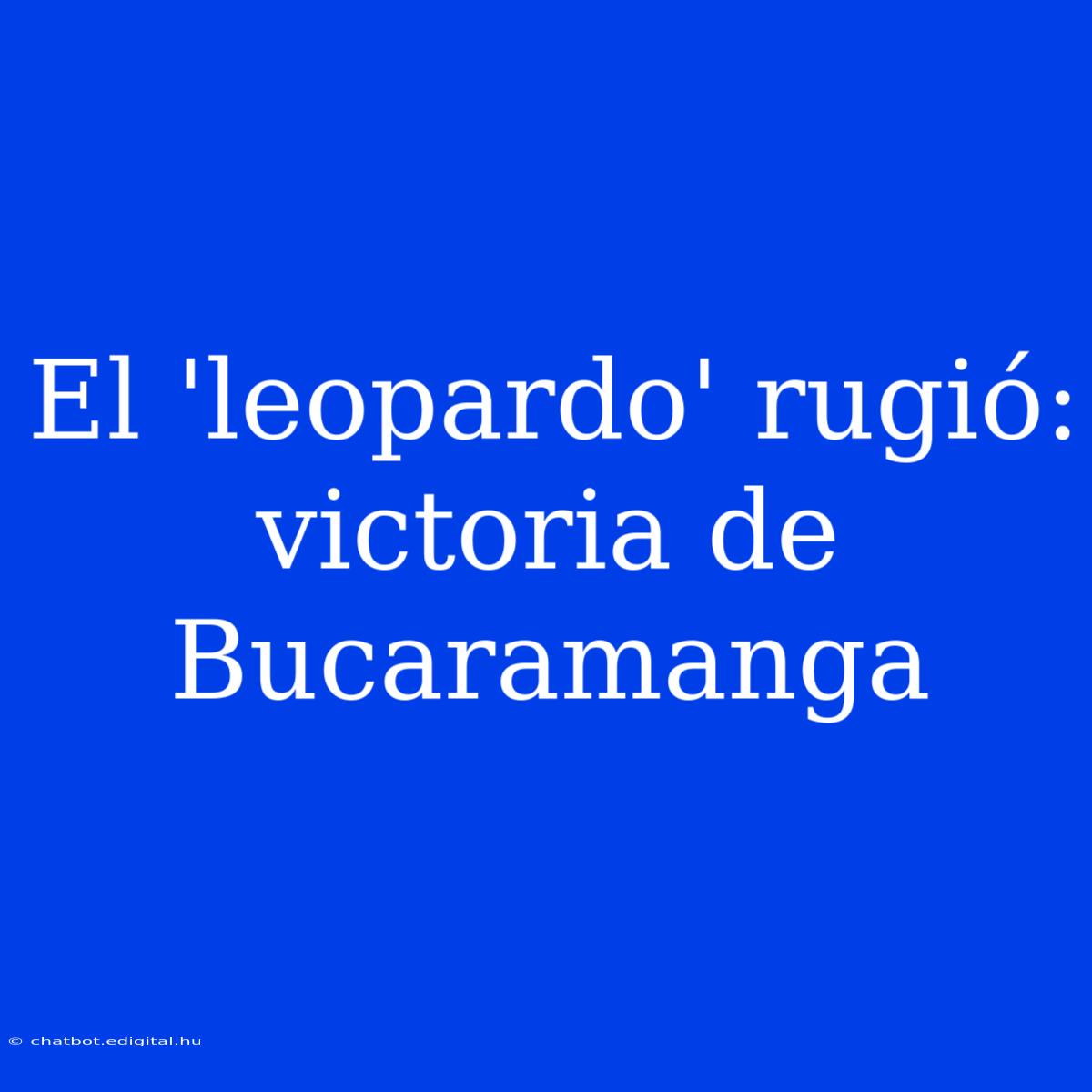 El 'leopardo' Rugió: Victoria De Bucaramanga