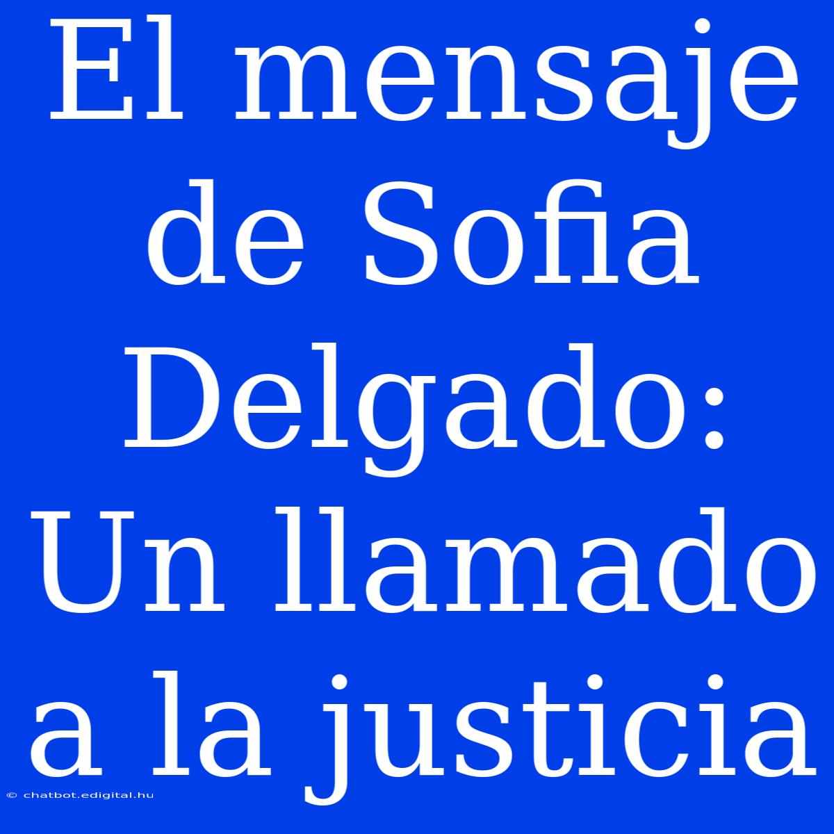 El Mensaje De Sofia Delgado: Un Llamado A La Justicia