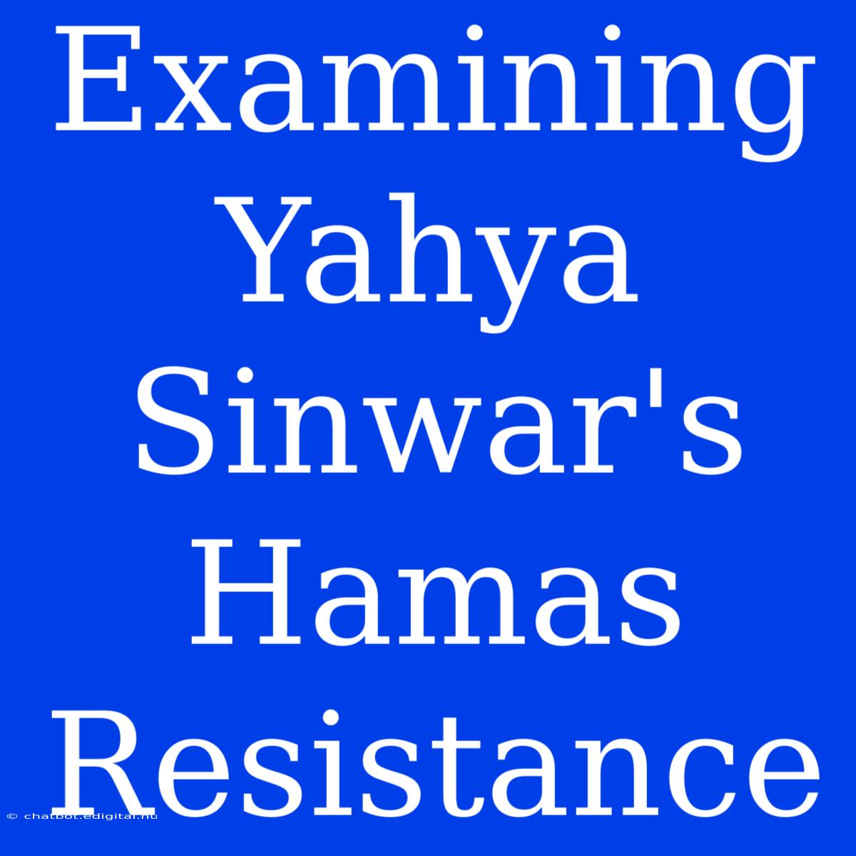 Examining Yahya Sinwar's Hamas Resistance