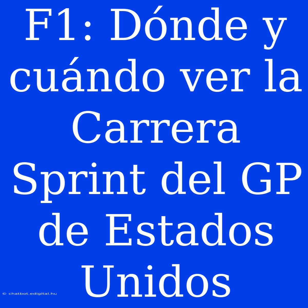 F1: Dónde Y Cuándo Ver La Carrera Sprint Del GP De Estados Unidos