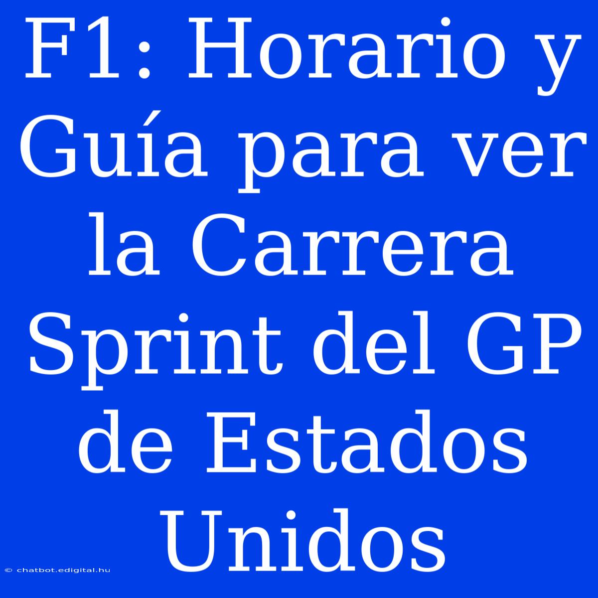 F1: Horario Y Guía Para Ver La Carrera Sprint Del GP De Estados Unidos