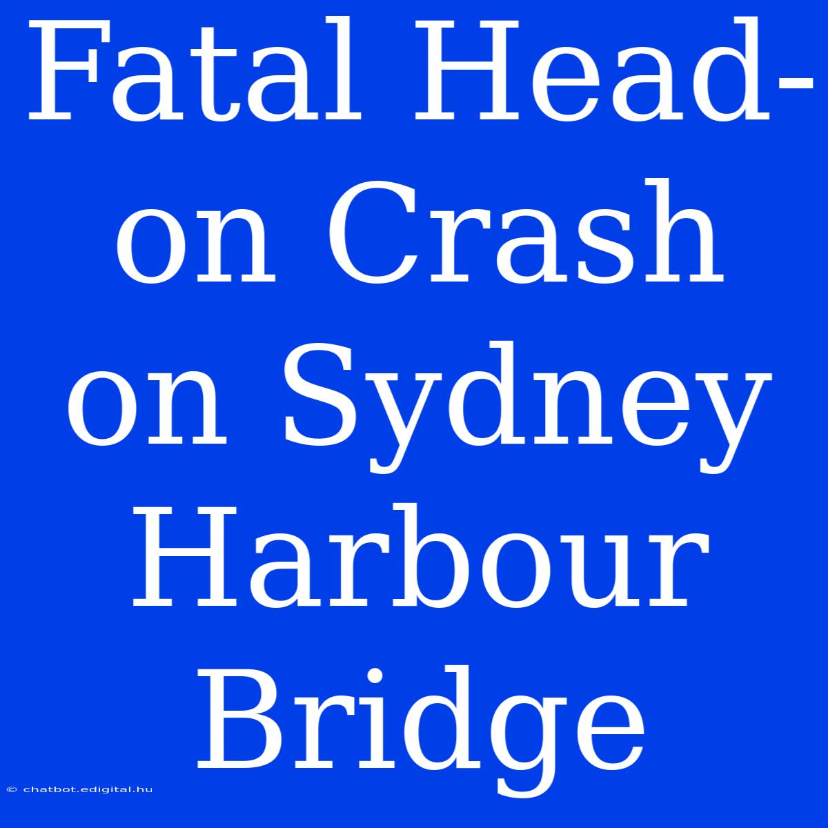 Fatal Head-on Crash On Sydney Harbour Bridge