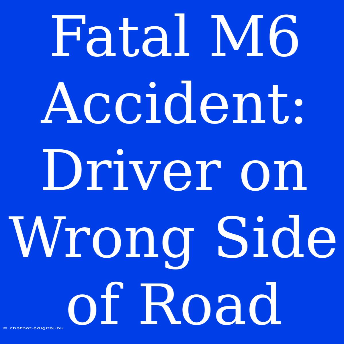 Fatal M6 Accident: Driver On Wrong Side Of Road