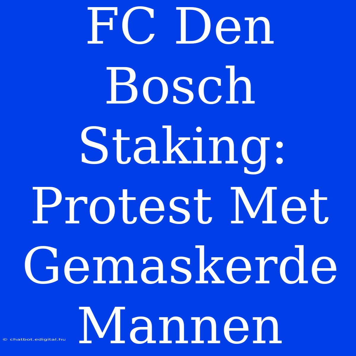 FC Den Bosch Staking: Protest Met Gemaskerde Mannen