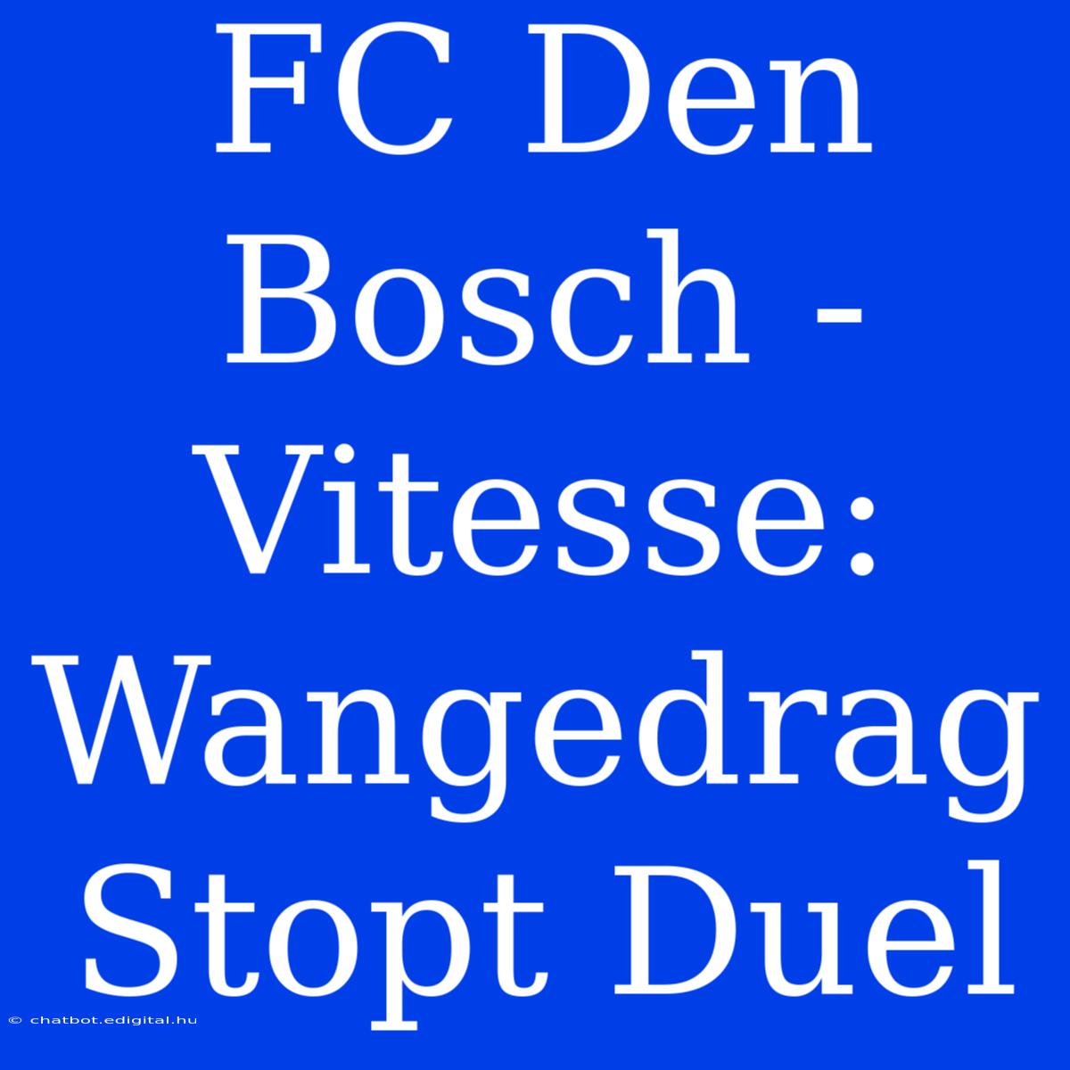 FC Den Bosch - Vitesse: Wangedrag Stopt Duel