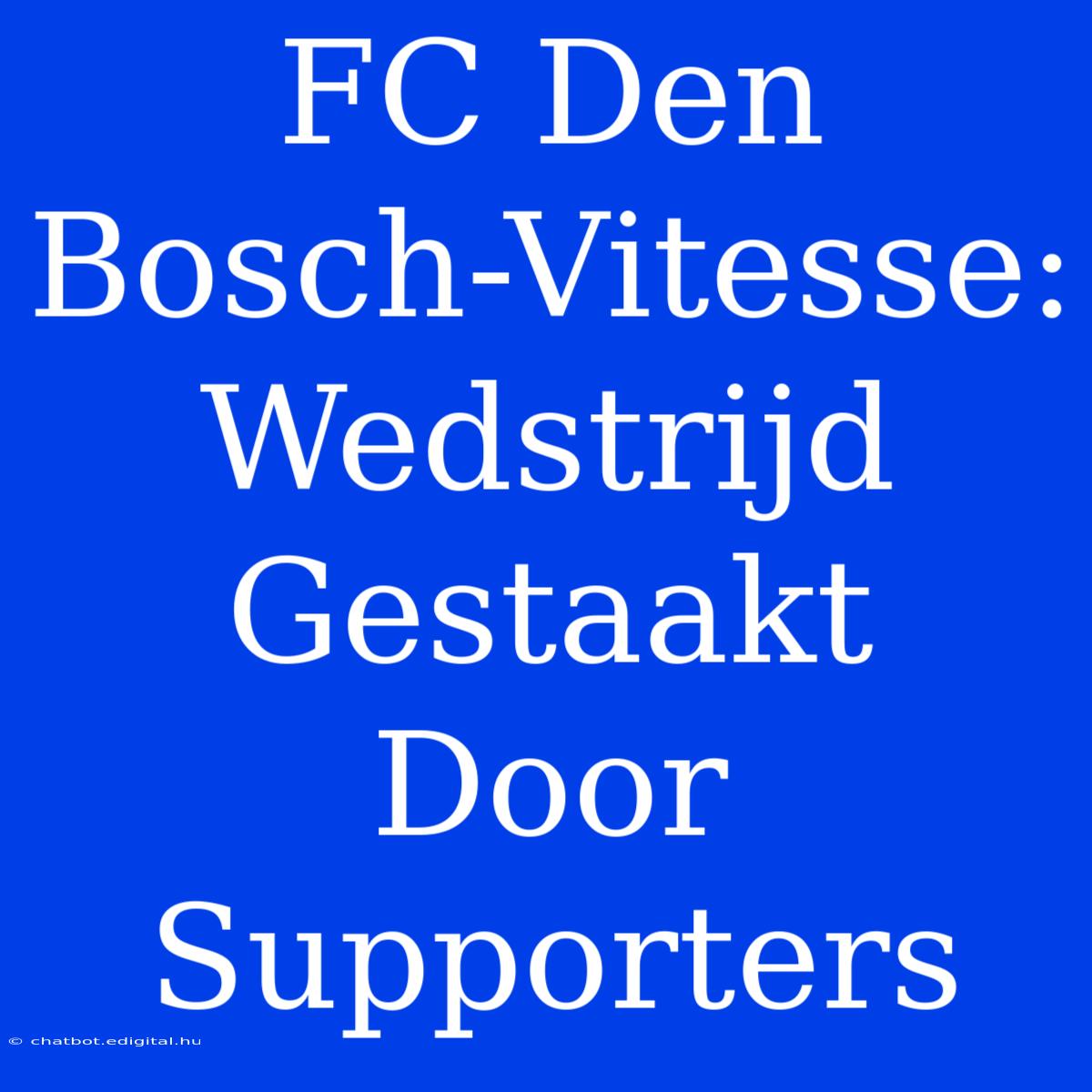 FC Den Bosch-Vitesse: Wedstrijd Gestaakt Door Supporters