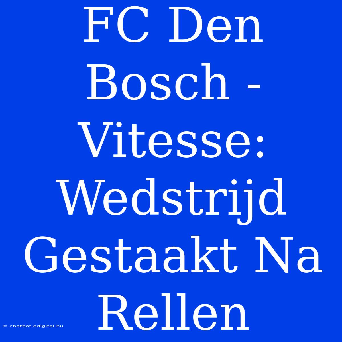 FC Den Bosch - Vitesse: Wedstrijd Gestaakt Na Rellen